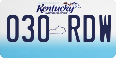 KY license plate 030RDW