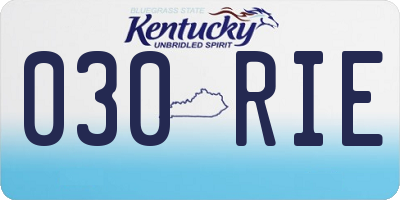 KY license plate 030RIE