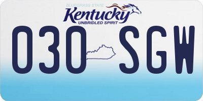 KY license plate 030SGW