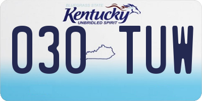 KY license plate 030TUW