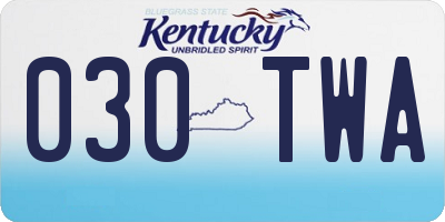 KY license plate 030TWA