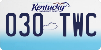 KY license plate 030TWC