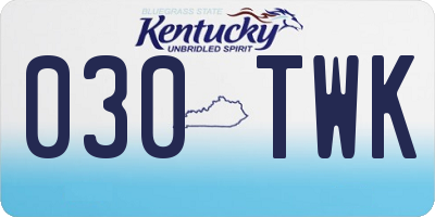 KY license plate 030TWK