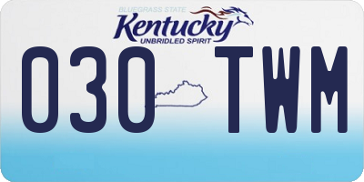 KY license plate 030TWM