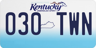 KY license plate 030TWN