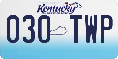 KY license plate 030TWP
