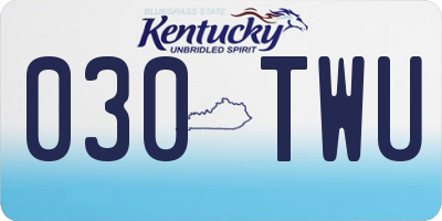 KY license plate 030TWU