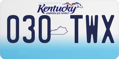 KY license plate 030TWX