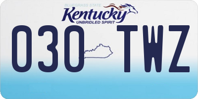 KY license plate 030TWZ