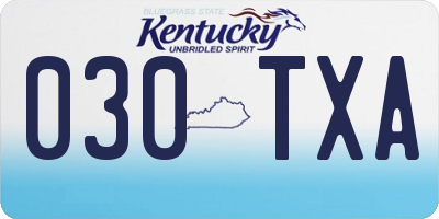 KY license plate 030TXA