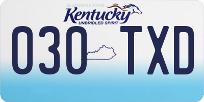 KY license plate 030TXD