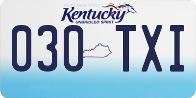 KY license plate 030TXI