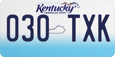 KY license plate 030TXK