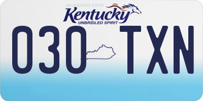 KY license plate 030TXN
