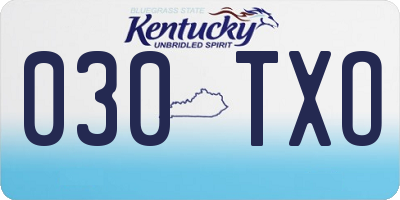 KY license plate 030TXO