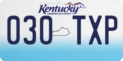 KY license plate 030TXP