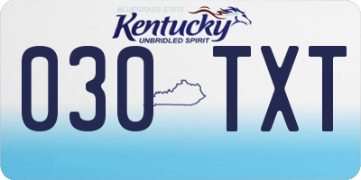 KY license plate 030TXT