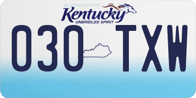 KY license plate 030TXW