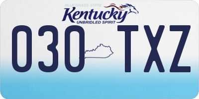 KY license plate 030TXZ
