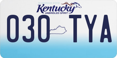 KY license plate 030TYA