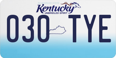 KY license plate 030TYE