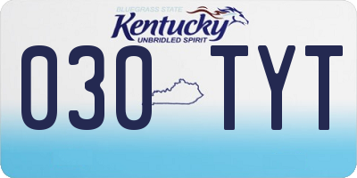 KY license plate 030TYT