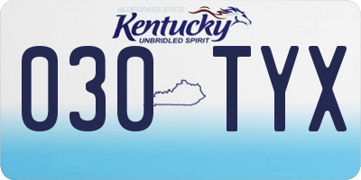 KY license plate 030TYX