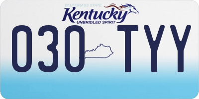 KY license plate 030TYY