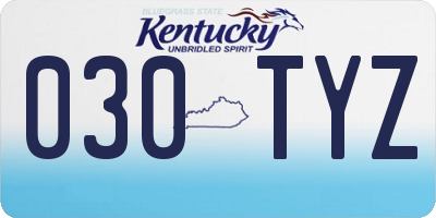 KY license plate 030TYZ