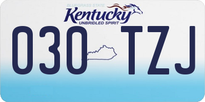 KY license plate 030TZJ