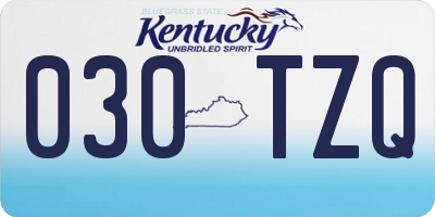 KY license plate 030TZQ