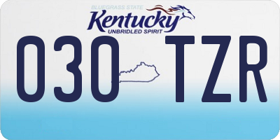 KY license plate 030TZR