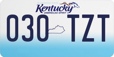 KY license plate 030TZT