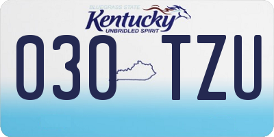 KY license plate 030TZU
