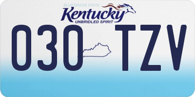 KY license plate 030TZV