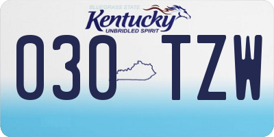 KY license plate 030TZW
