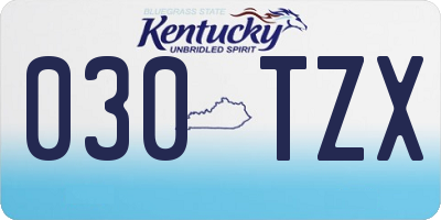 KY license plate 030TZX