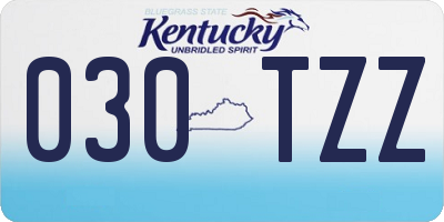 KY license plate 030TZZ