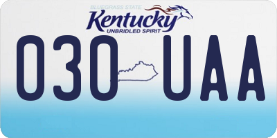 KY license plate 030UAA