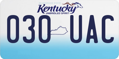 KY license plate 030UAC