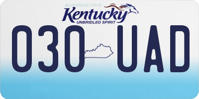 KY license plate 030UAD