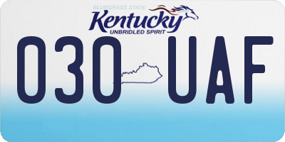 KY license plate 030UAF