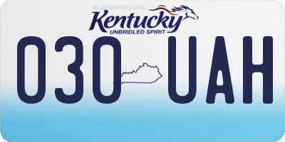 KY license plate 030UAH