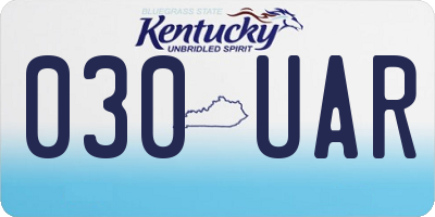 KY license plate 030UAR