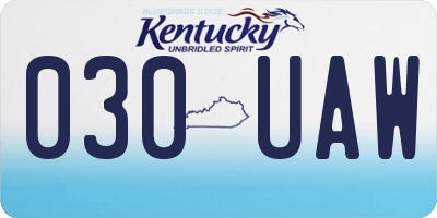 KY license plate 030UAW