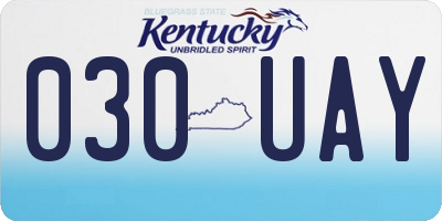 KY license plate 030UAY