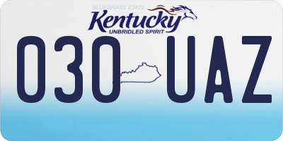 KY license plate 030UAZ