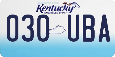 KY license plate 030UBA