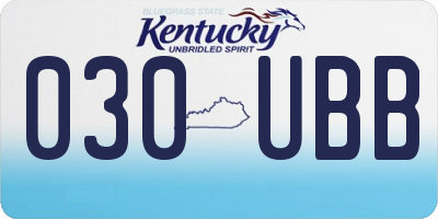 KY license plate 030UBB