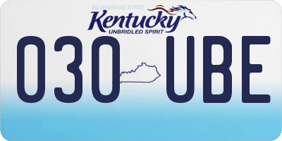 KY license plate 030UBE